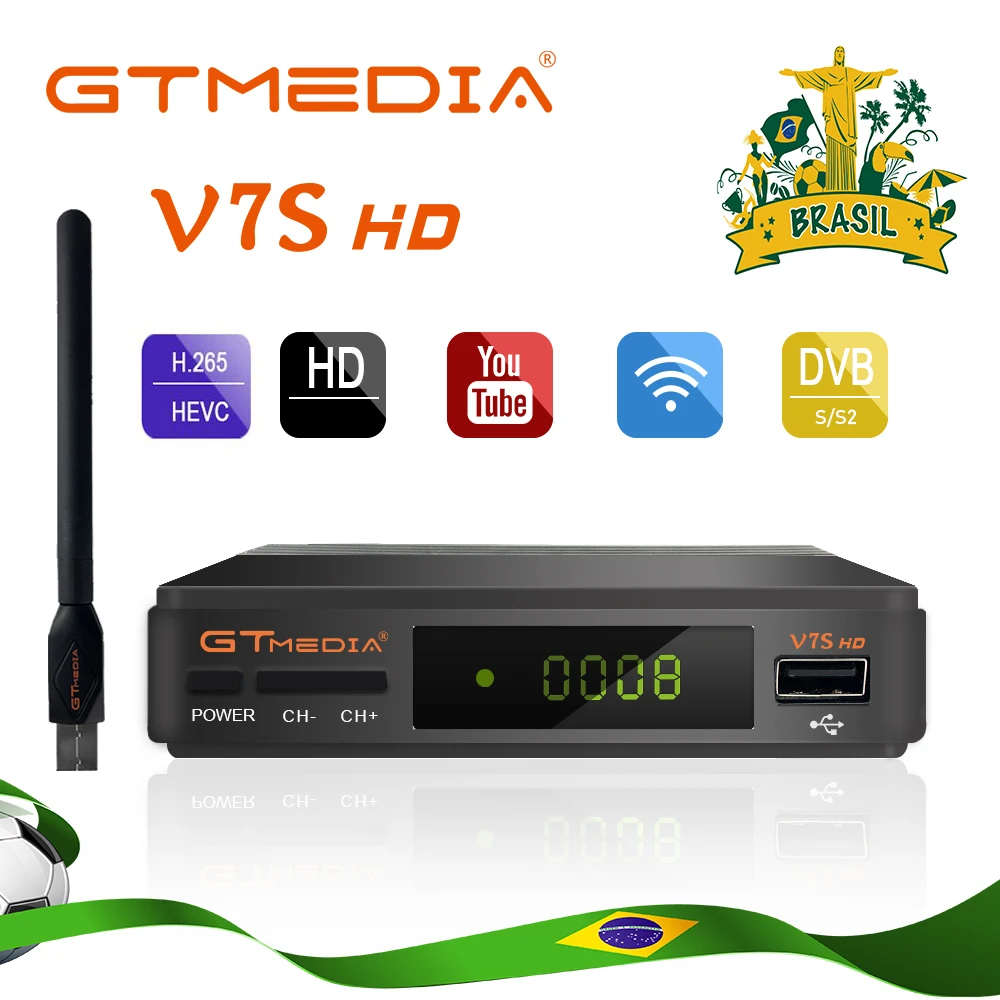 

Original GTMEDIA V7S HD Satellite Receiver Full 1080P DVB-S2 HD Support 1 year Spain Ccam powervu set top box freesat V7 Brazil
