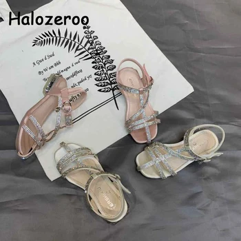

Summer Kids Beach Sandals Rhinestone Sandals Baby Girls Black Brand Shoes Children Mesh Princess Sandals Soft Fashion Shoes New
