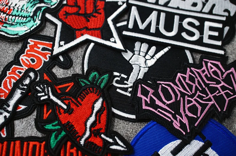 Band Patches Embroidery Applique Clothes Ironing Sewing Supplies Decorative Badges ROCK MUSIC