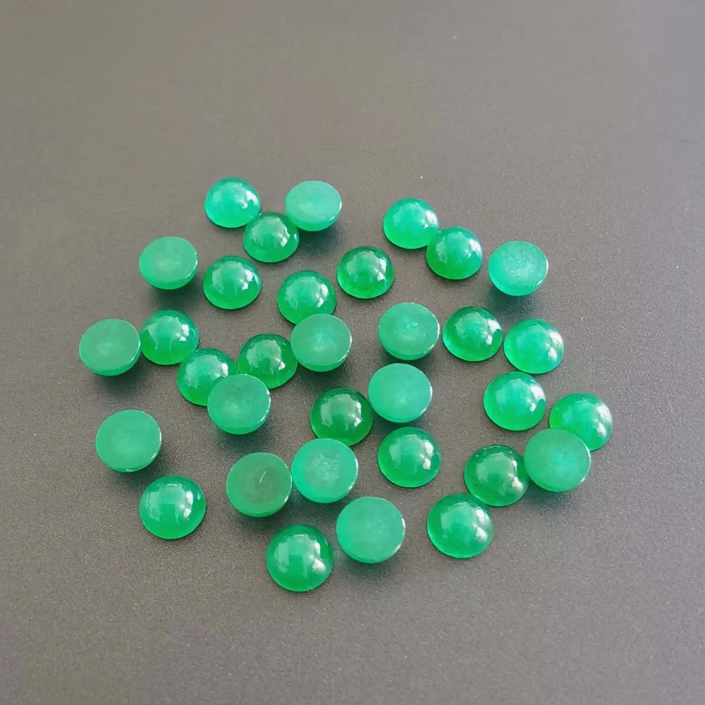 

Wholesale 6mm fashion green jade stone beads charms round CAB CABOCHON for jewelry Accessories 50pcs/lot free shipping no hole