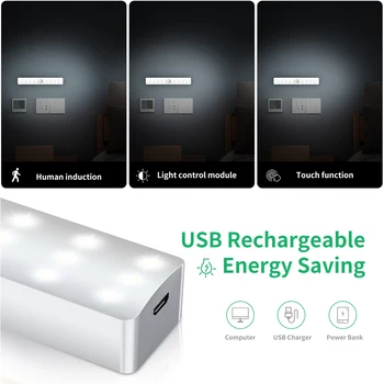 

Motion Sensor Activated Wardrobe Under Cabinet Easy Install Wireless Dimmable Night Hallway LED Closet Light Stick On Portable