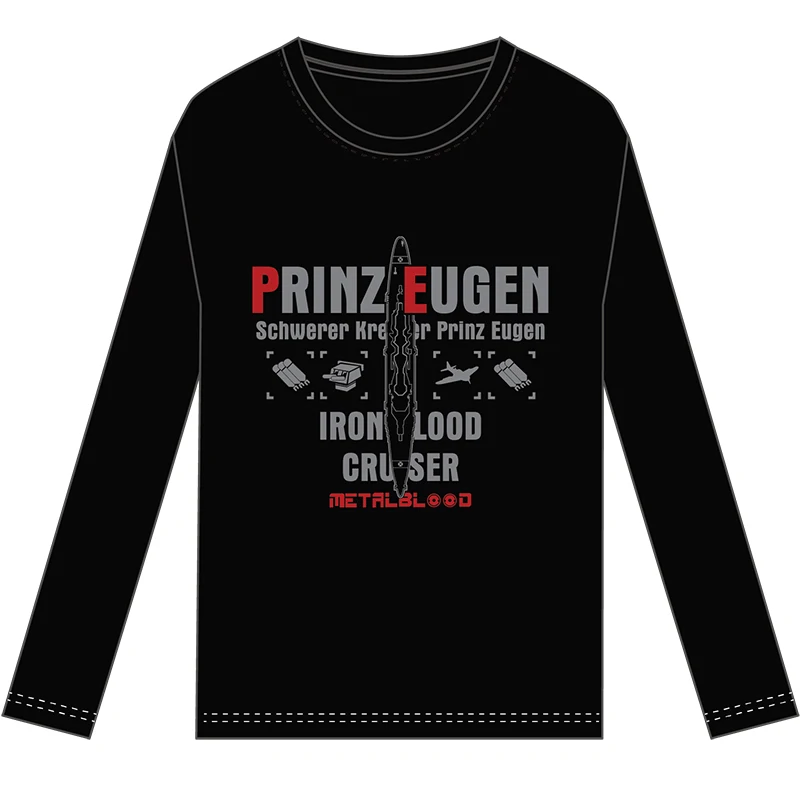 Only T-shirt Аниме Azur Лейн Prinz Eugen; костюмы для косплея; сезон осень-зима; пальто с капюшоном; Повседневная Толстовка с капюшоном; Черная футболка с длинными рукавами; модный костюм - Цвет: Only T-shirt