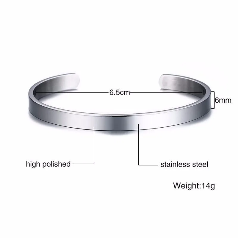 Simple 6.5mm Stainless Steel Bangle Bracelet - 6.5 Inch Oval, Snap Closure
