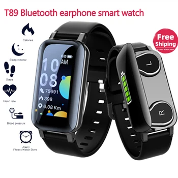 

Ottwn T89 Smart Watch Men with Bluetooth Earphone Smart Watch IP67 Waterproof Support Siri BT Call Fitness Bracelet Smart Band