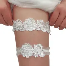 Женские кольца ручной работы с цветочной кружевной аппликацией, имитация жемчужины, блестки, украшения, свадебные подвязки для ног