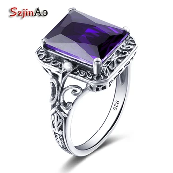 

fashion Personality Ring Fashion Accessories Austrian Amethyst Female 925 Sterling Silver Rings for Women Wholesale Vintage