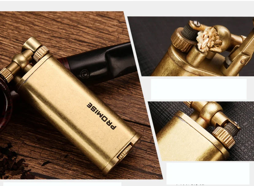 Бензиновая Зажигалка Promise flame винтажная масляная из латуни|Аксессуары для