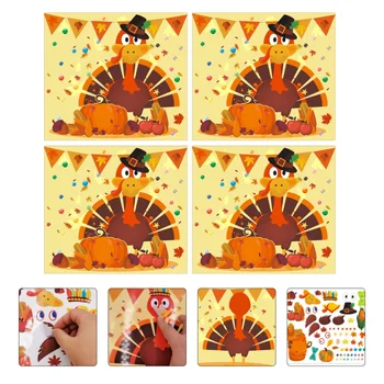 

1 Set 8pcs Cute Party Stickers Thanksgiving Turkey Maple Leaf Stickers Ornament