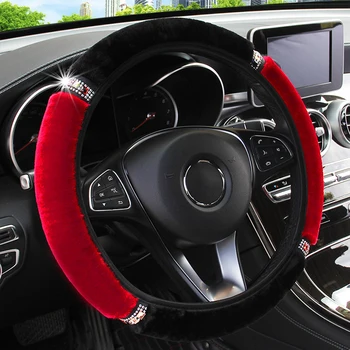 

Hot Fashion Plush Rhinestone Steering Wheel Covers Universal Car Decoration Vehicle Ornament X66
