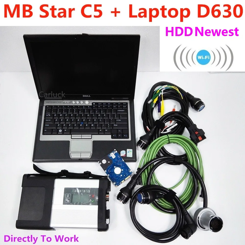 MB Star C5 с ноутбуком D630 лучшая звезда Диагностика C5 Поддержка Wi-Fi беспроводное подключение Звезда c5 программное обеспечение veдиамо DTS