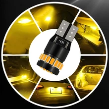 

4Pcs 360° Yellow Amber LED T10 194 168 3014 Light Bulb Car Side Marker Parking License Plate Lamp Car Interior Trunk Dome Lights