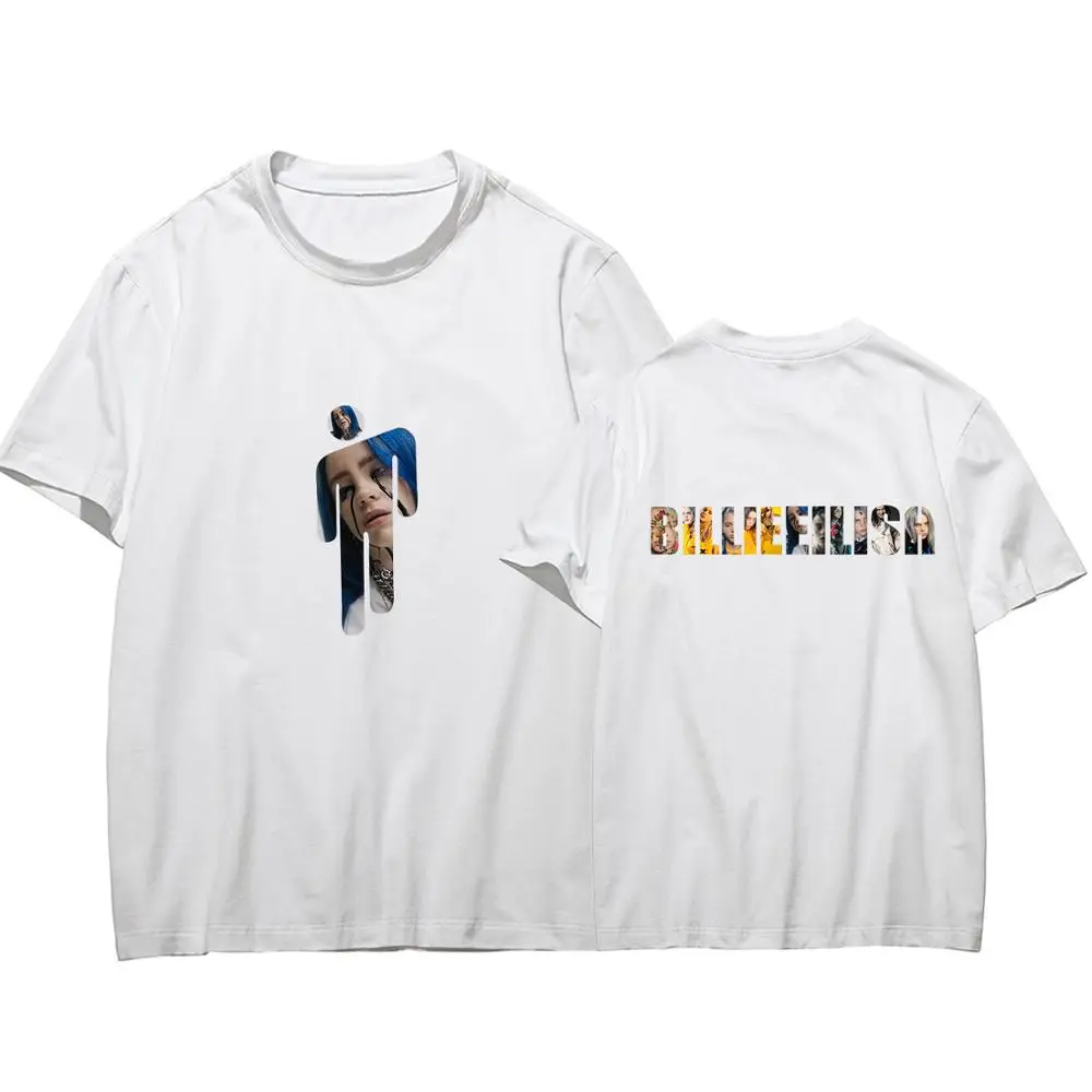 Billie Eilish женская футболка с принтом Харадзюку каваи, модная футболка с 3d графикой, футболка в Корейском стиле, женские футболки - Цвет: white - style 2