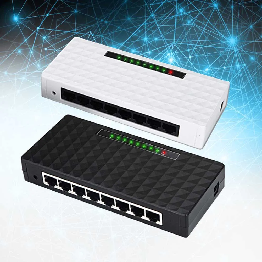 Сетевой неуправляемый самоадаптивный коммутатор Ethernet Настольный прочный 8 портовый разветвитель гигабитный LAN концентратор полный дуплексный RJ45 1000 Мбит/с для дома