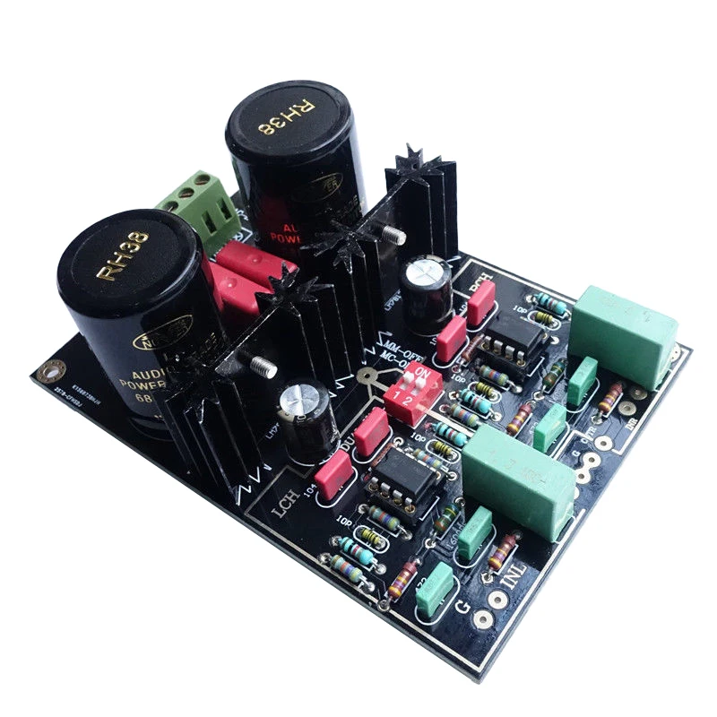 1Pcs Audio Dual Circuit MM MC Phono Stage HIFI Amp Finished Amplifier Board Ne5532 