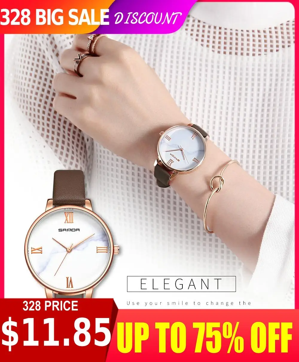 

Explosion Models Popular Simple Ultra-Thin Sports Quartz Women's Watch Waterproof Fashion Women's Leather Strap Girl Watch