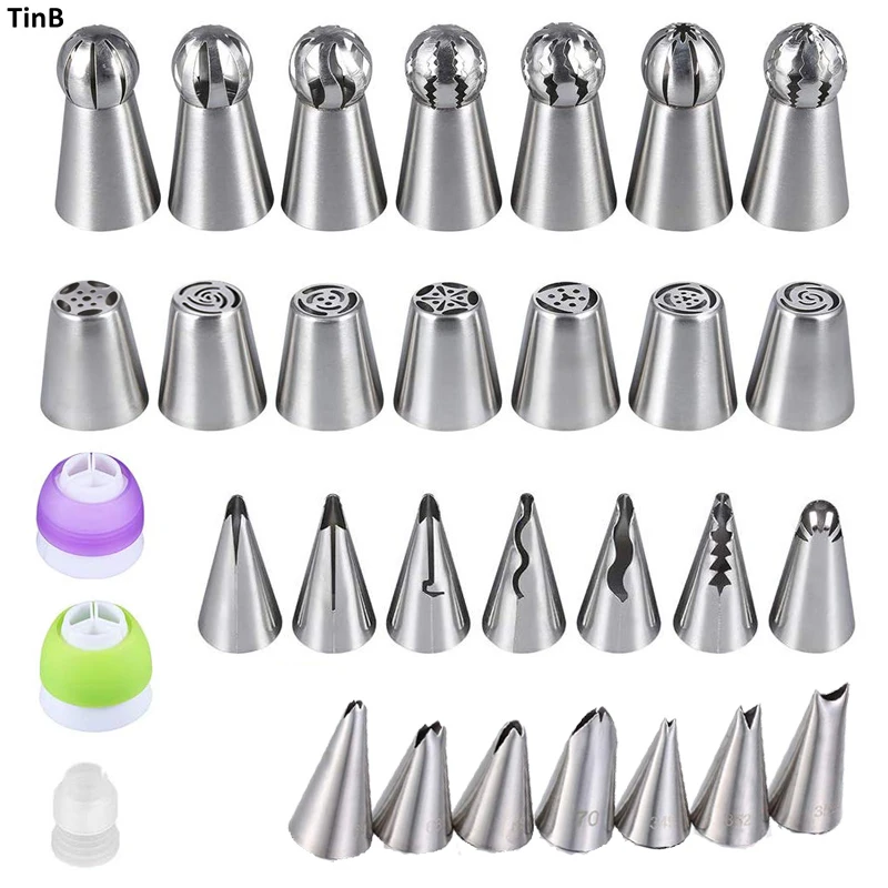 

8pcs Russian Pastry Nozzles For Cream Icing Piping Nozzles Cake Decoration Tips Leaf Tulip Rose Cake Nozzles Tips Confectionery