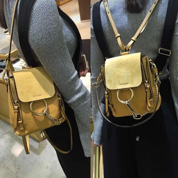 

Women Designer Backpack Purse 100% Genuine Leather Anti-theft Casual Shoulder Bag Fashion Ring Ladies Satchel Bags