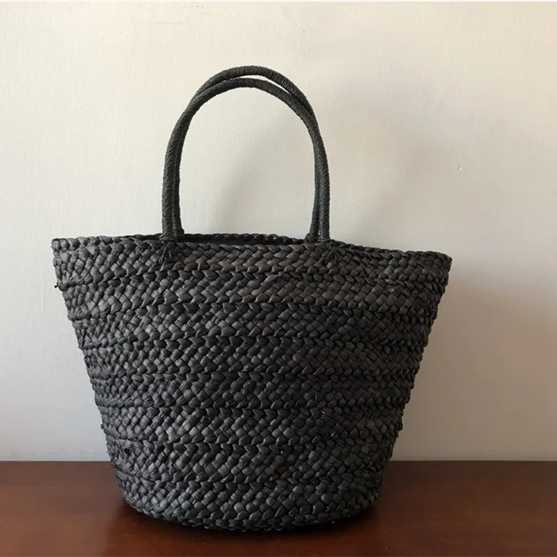 Large Straw Beach Bag with Woven Pattern for Summer 2021