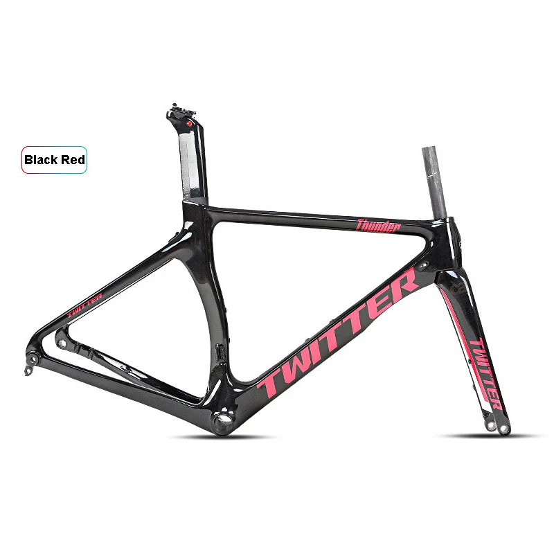 Black Red Твиттер гром 700C карбоновая рама для шоссейного велосипеда подседельный штырь вилка дисковый тормоз через ось F12* 100 мм R12* 142 мм гоночный велосипед обдув ветра - Цвет: Black Red