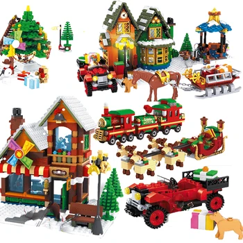 

25524 25526 Christmas Advent Calendar Santa Claus Train Journey Figures Building Blocks Model Kit Toys Compatible withBest Gifts