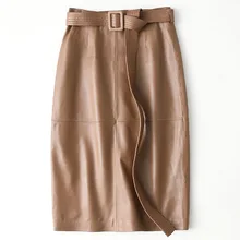 

2021 New Sheep Leather Sheath Hip Skirt Casual Leather Skirt Slim Mid-Length