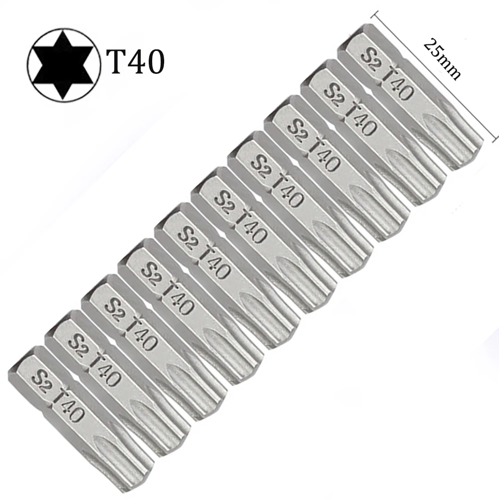 10pcs Screwdriver Set Torx Screwdriver Bit Set 1/4 Hex Shank Star T6 T7 T8 T10 T15 T20 T25 T30 T35 T40 Screw Driver Bits Home Hand Tools
