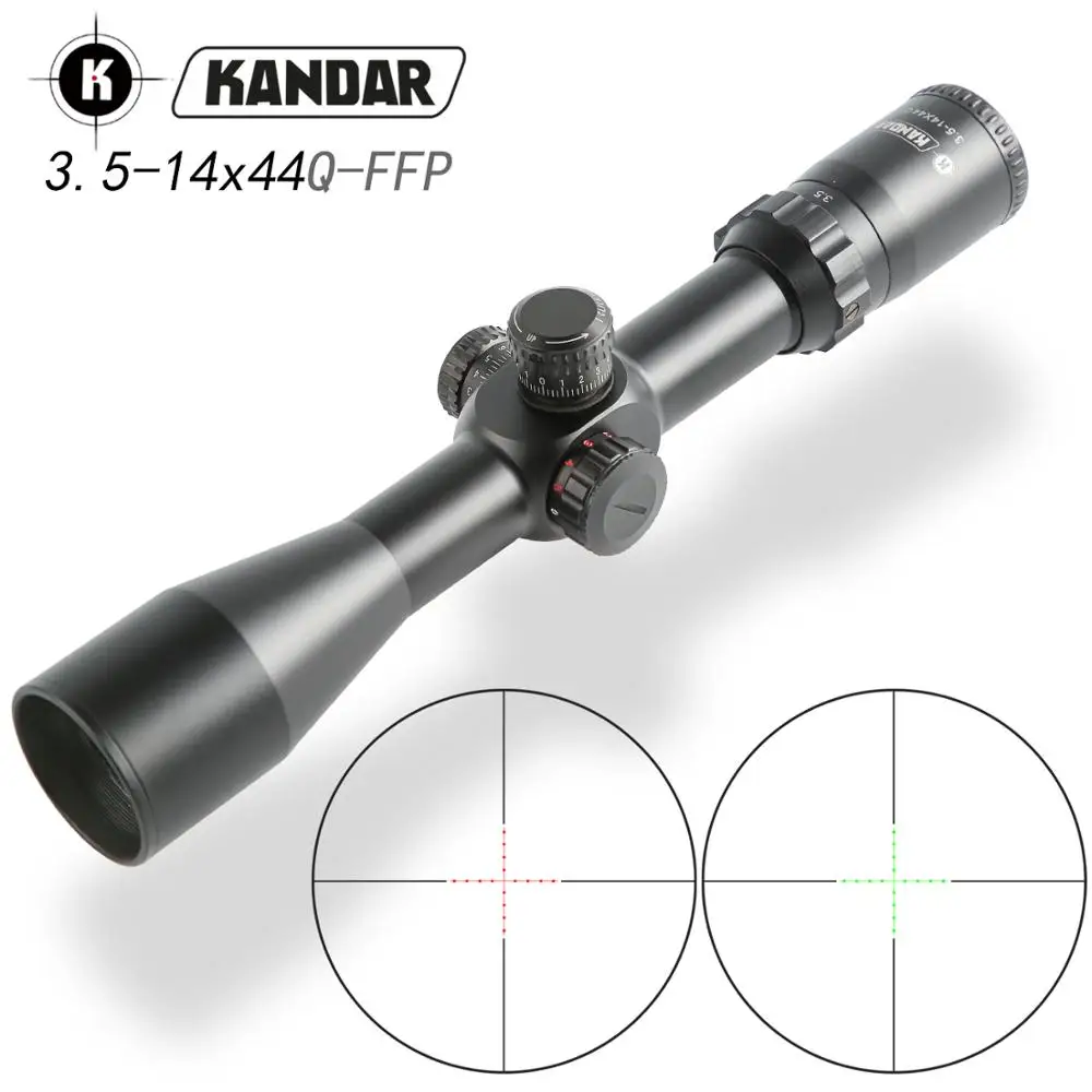 

Hunting Kandar FFP3.5-14x44 FFP First Focal Plane Optical Riflescopes Side Parallax R/G Glass Etched Reticle Lock Reset Scope