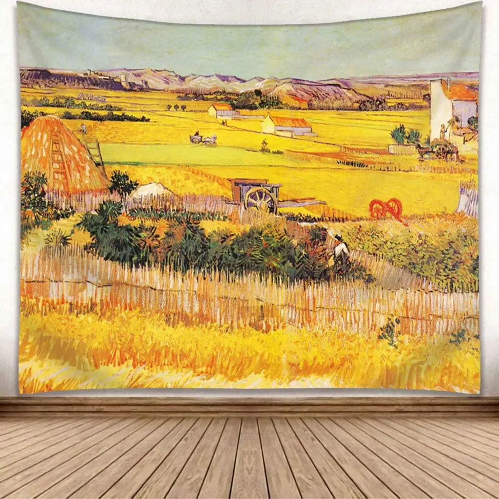 

World Famous Painting Wheat Field Art Home Tapestry Living Room Bedroom Decoration