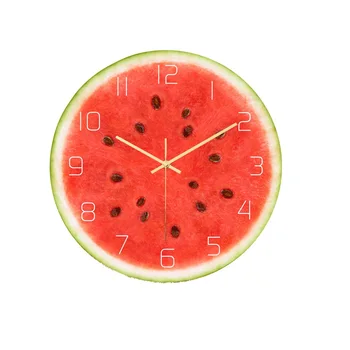 

Round Watermelon Pattern Wall Clock Modern Design Acrylic Silent Watch Kitchen Bedroom Decoration Fruit Horloge Home Decor Clock