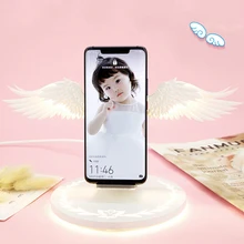 Беспроводное зарядное устройство Qi для samsung Note 10 Plus S10+ для huawei P30 mate 30 Pro, Ночной светильник с крыльями ангела для быстрой зарядки