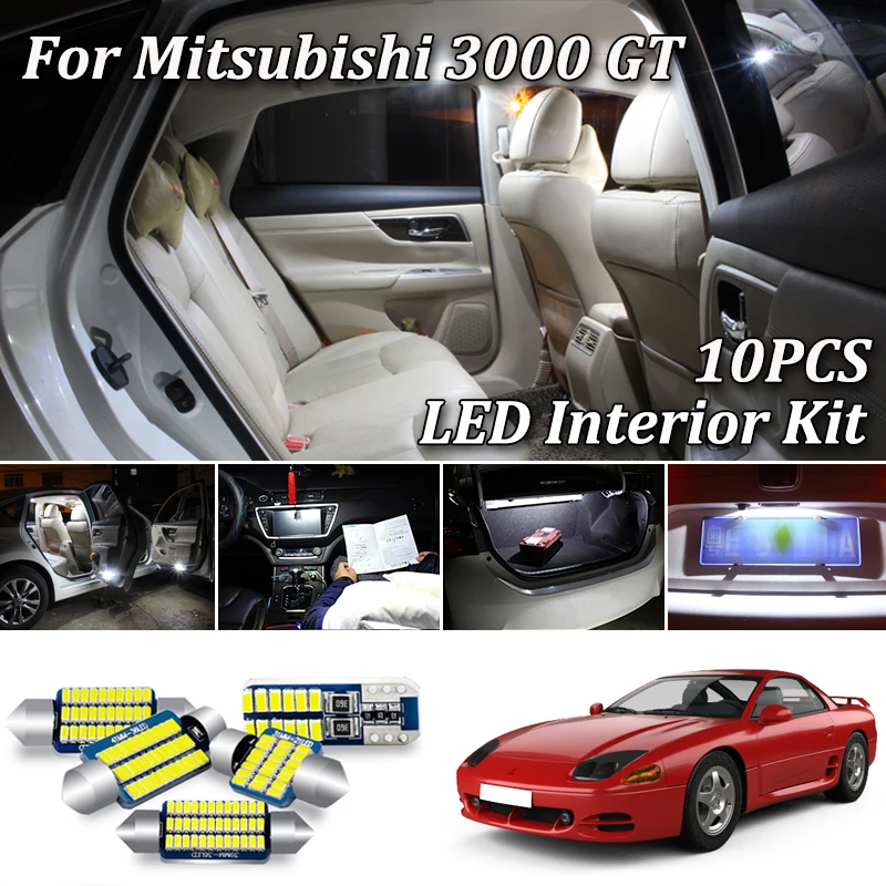 10Pcs Canbus White LED Light Interior Kit For Mitsubishi 3000GT Footwell License Plate (1991-1999) | Автомобили и мотоциклы
