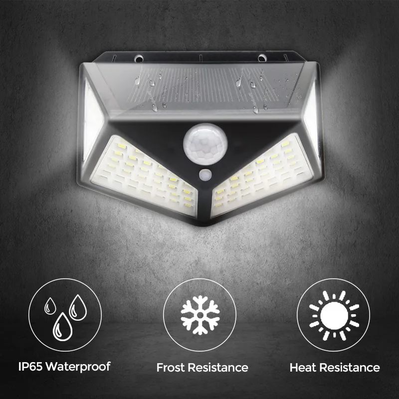 GBKOF 100 LED Solar Light Outdoor Solar Lamp Powered Sunlight Waterproof PIR Motion Sensor Street Light for Garden Decoration