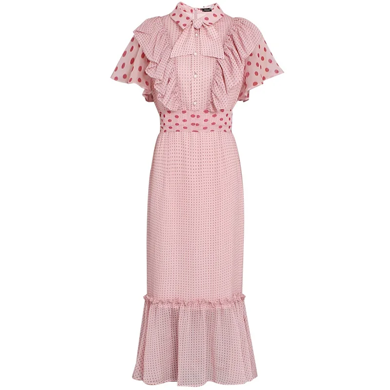 Лоскутное платье для женщин, женские платья с оборками, Vestidos De Fiesta De Noche, в горошек, макси платье, женское платье, подкладка, Украина