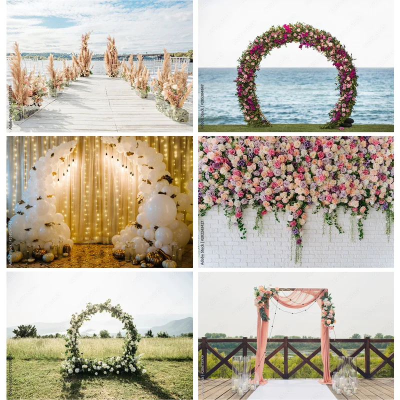 

Photorealistic Fabricmade Wedding Photography Backdrops Flower Wall Forest Danquet Theme Photo Background Studio Props HL-08