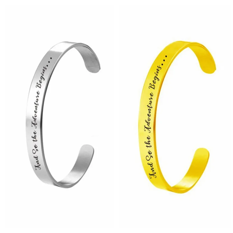Приключения начинается браслет цитаты браслет с мантрой 8 мм манжета браслет для нее и его вдохновляющие ювелирные изделия подарок на год выпускной