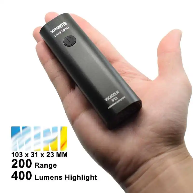 Outdoor Cycling Bicycle Front Light 400 Lumen Led 85 Degree Headlight USB Rechargeable Flashlight Waterproof Torch Headlamp