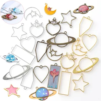

Planet Pentagram Moon Metal Frame DIY Epoxy Resin Crafts UV Resin Jewelry Making Pendant Holder Hollow