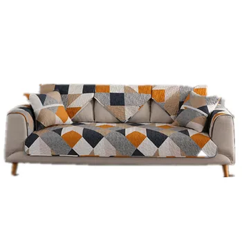 

Twill Cotton Sofa Towel for Living Room Four Season Sofa Cover Cushion for Sectional L Sofa Geometric Color Matching Pattern