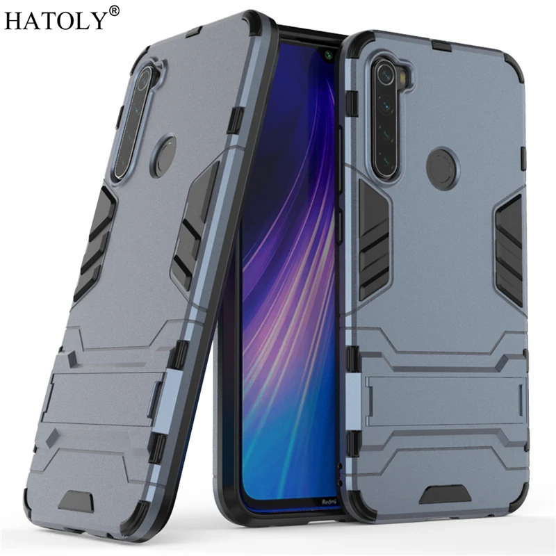 HATOLY для брони чехол Xiaomi Redmi Note 8T чехол s противоударный робот силиконовый резиновый твердый чехол на заднюю панель телефона для Xiaomi Redmi Note 8T - Color: NavyBlue