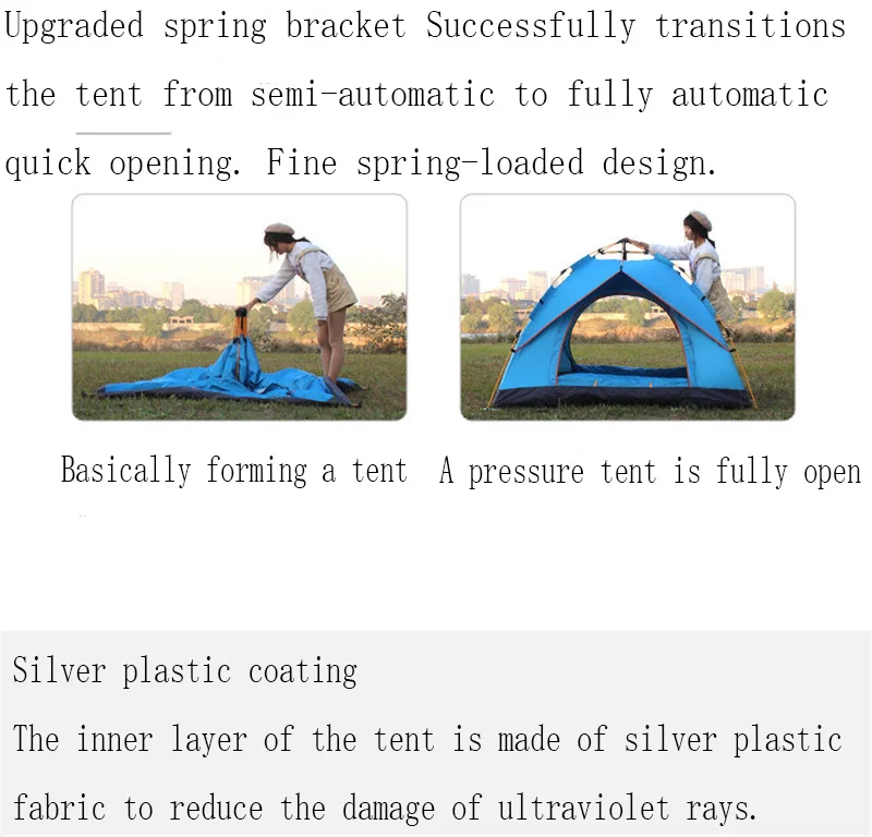 Автоматический быстрооткрывающийся кемпинговый тент от RU, пляжный тент, палатка для 4 человек, Мгновенный Всплывающий Открытый Анти-УФ-брезентовые палатки, открытый солнцезащитный навес