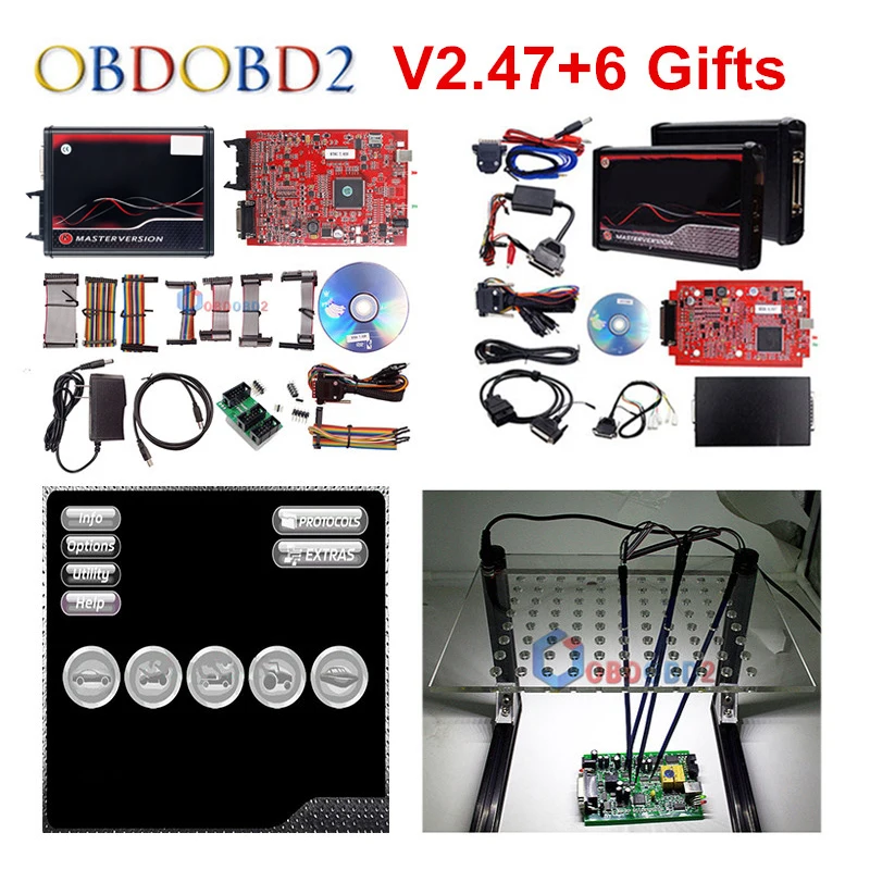 Онлайн Красный KESS V5.017 V2.53 + 4 светодиодный K TAG V7.020 V2.23 рамка фонового режима отладки