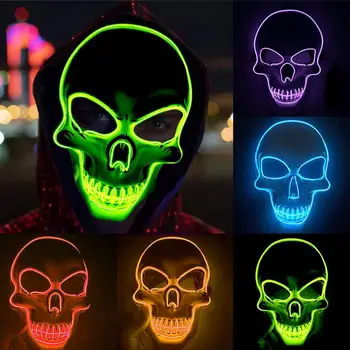 

5 Colors Halloween LED Mask Purge Masks Glowing Scary Headgear Costume Prop DJ Party Light Up Masks Glow In Dark With LED Light