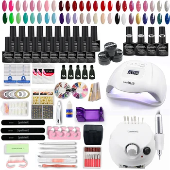 

120W Nail lamp Nail Set 20 Kind Nail Polish Kit Nail Builder Gel 35000RPM Nail drill Machine Nail Tool Acrylic Nail Kit