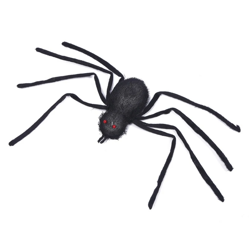 Хэллоуин имитация паука игрушка Новинка игрушка светящаяся поддельная Реалистичная Опора пушистый страшный большой паук шалость странные 2 цвета - Цвет: Белый