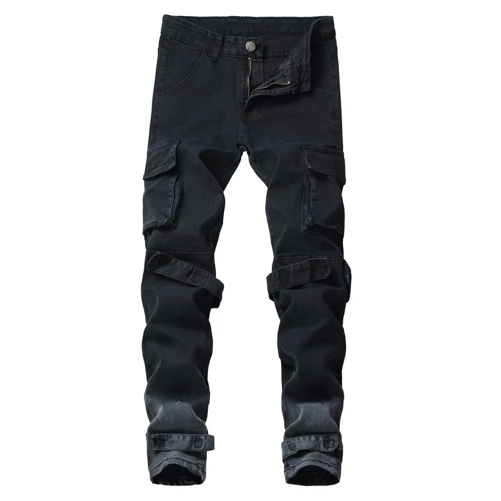 Мужские джинсы, осенние джинсы для мужчин, уличная одежда из хлопка, прямые брюки с карманами, рваные джинсы, ковбойский стиль