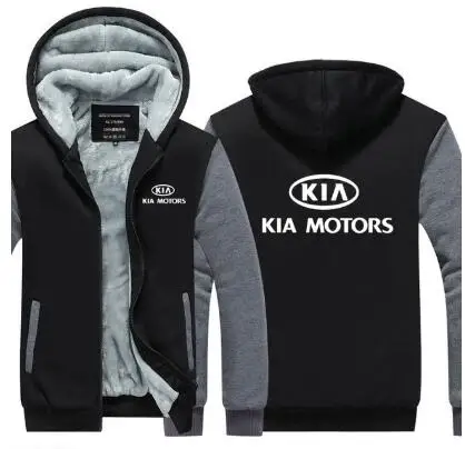 Осенне-зимняя мужская толстовка с капюшоном, теплая толстовка KIA Motors, рекламная куртка, утепленные пальто на молнии, флисовая одежда