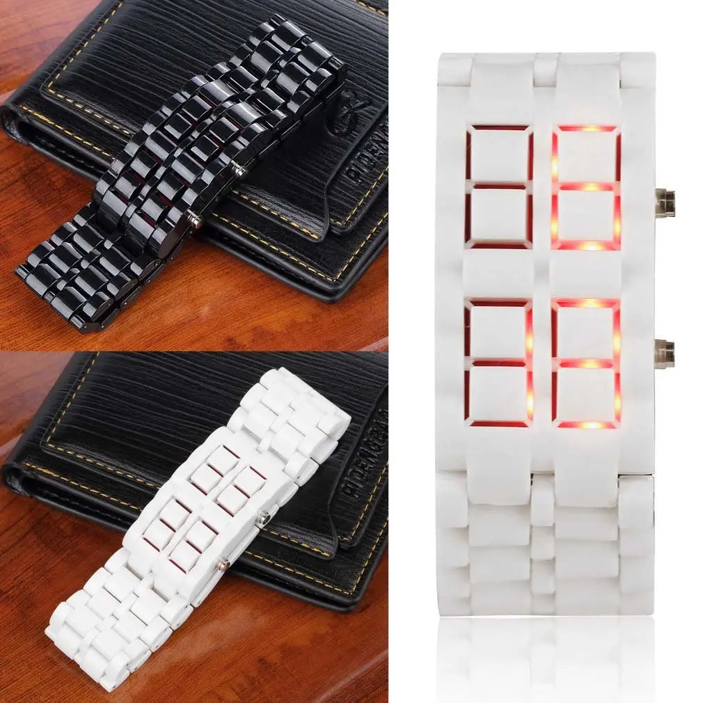 OUTAD Fashion Men Women Lava Iron Samurai Plastic LED Bracelet Watch Wristwatch Sports Style relogio