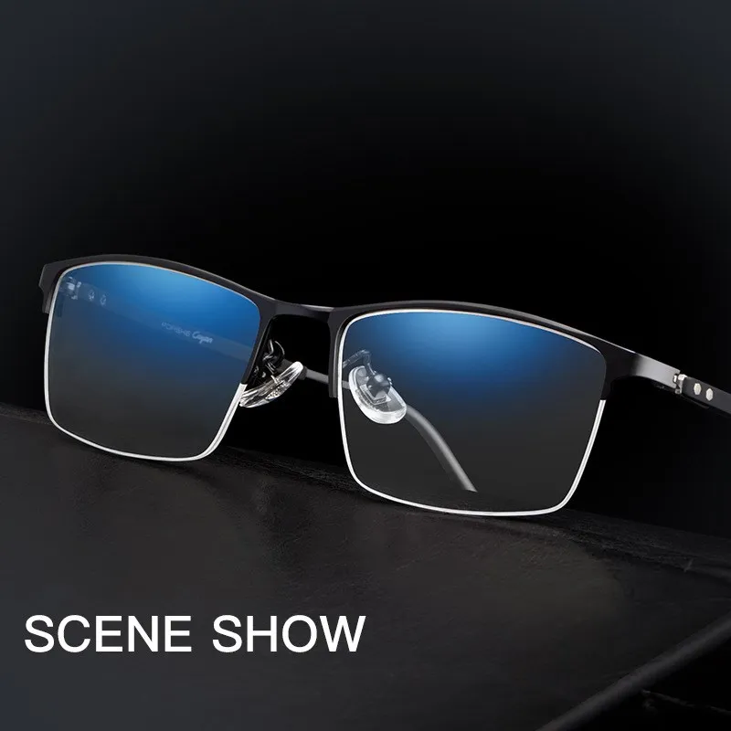 

Half-frame fashion business glasses frame men's comfortable titanium frame ultralight optical prescription glasses P989