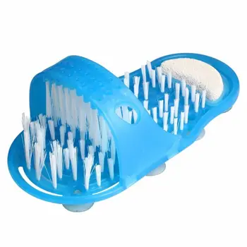 

Easy Feet Foot Scrubber Brush Massager Shower Clean Blue Slippers No Stooping