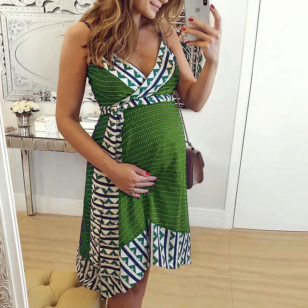 

2020 New Fashion Women Pregnant Maternity Nursing Stripe Breastfeeding Backless Sexy Dress Clothes For Pregnant Women Nightdress